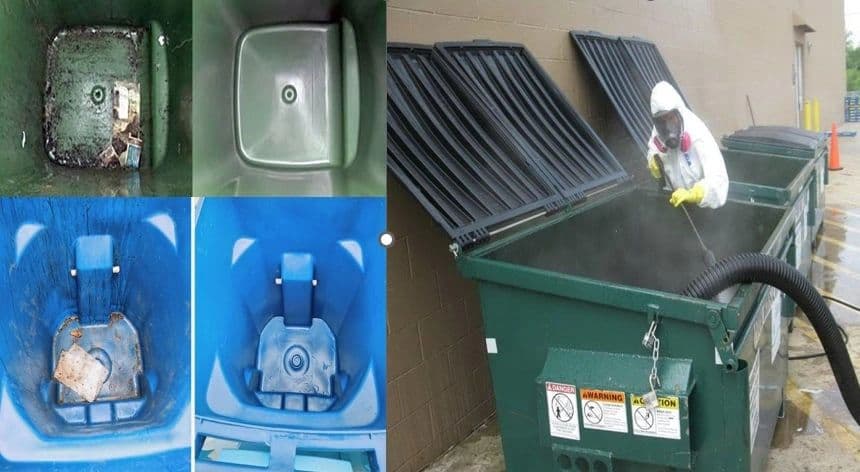 Scrubblies equipment cleaning a curbside bin